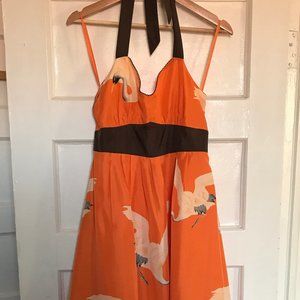 Moulinette Soeurs Orange Silk Halter Dress